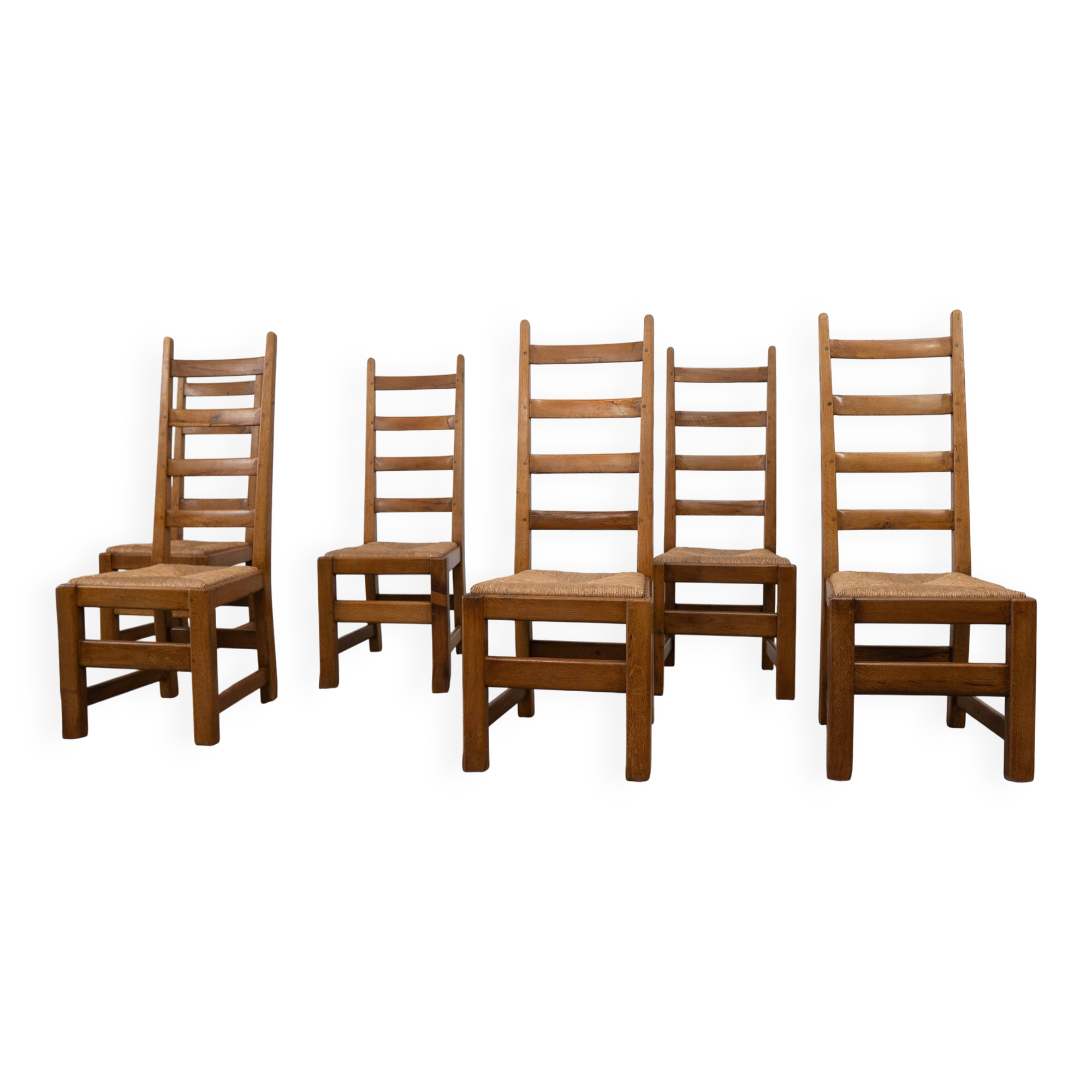 Set of six high back French dining chairs
