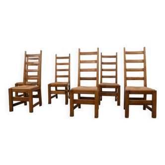 Set of six high back French dining chairs
