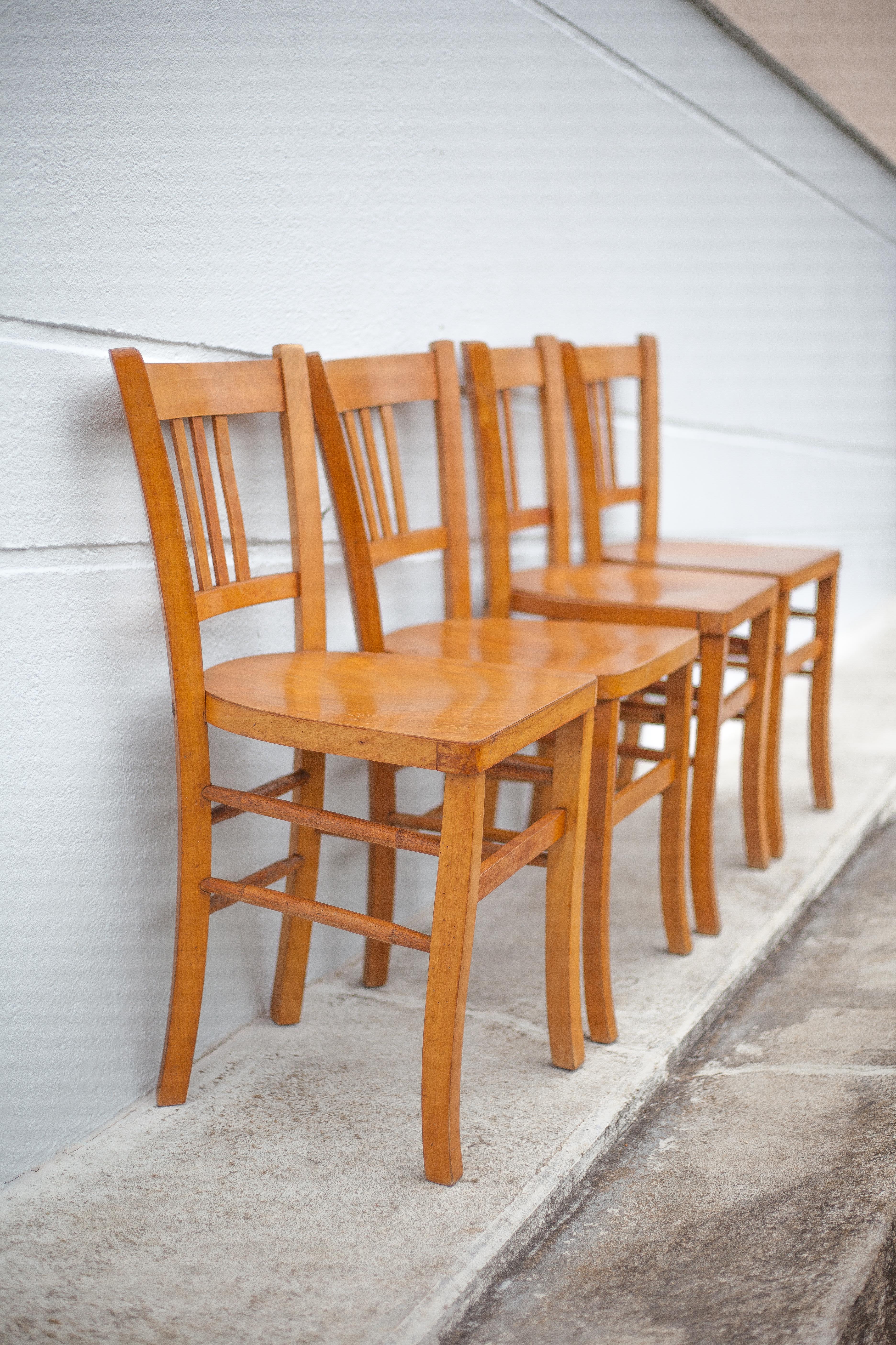 Set of 4 luterma bistro chairs, vintage wooden chairs, countryside, interior decoration