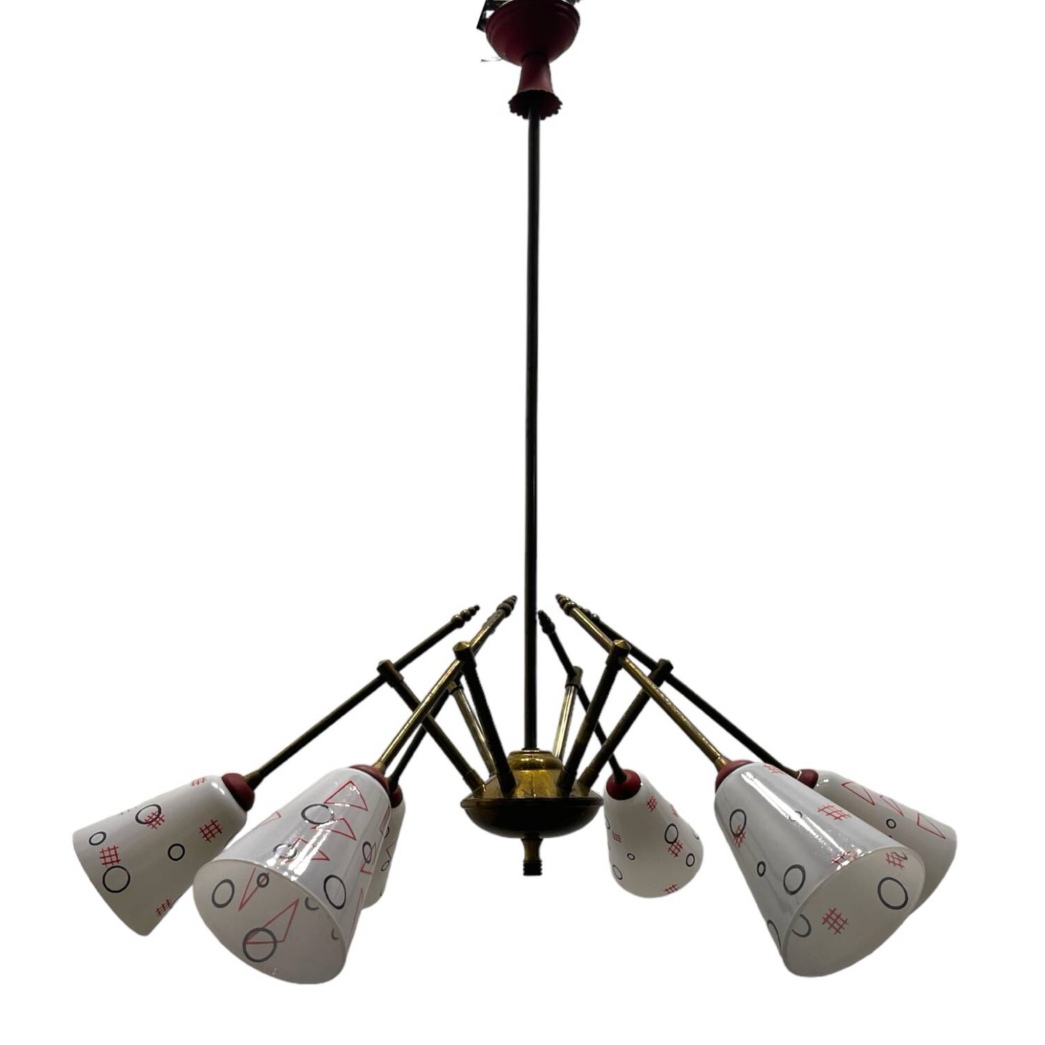 Italian Geometric Bronze chandelier 1950’s