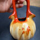Vase soliflor double ouverture Belgique orange marron vintage