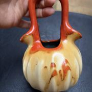 Vase soliflor double ouverture Belgique orange marron vintage