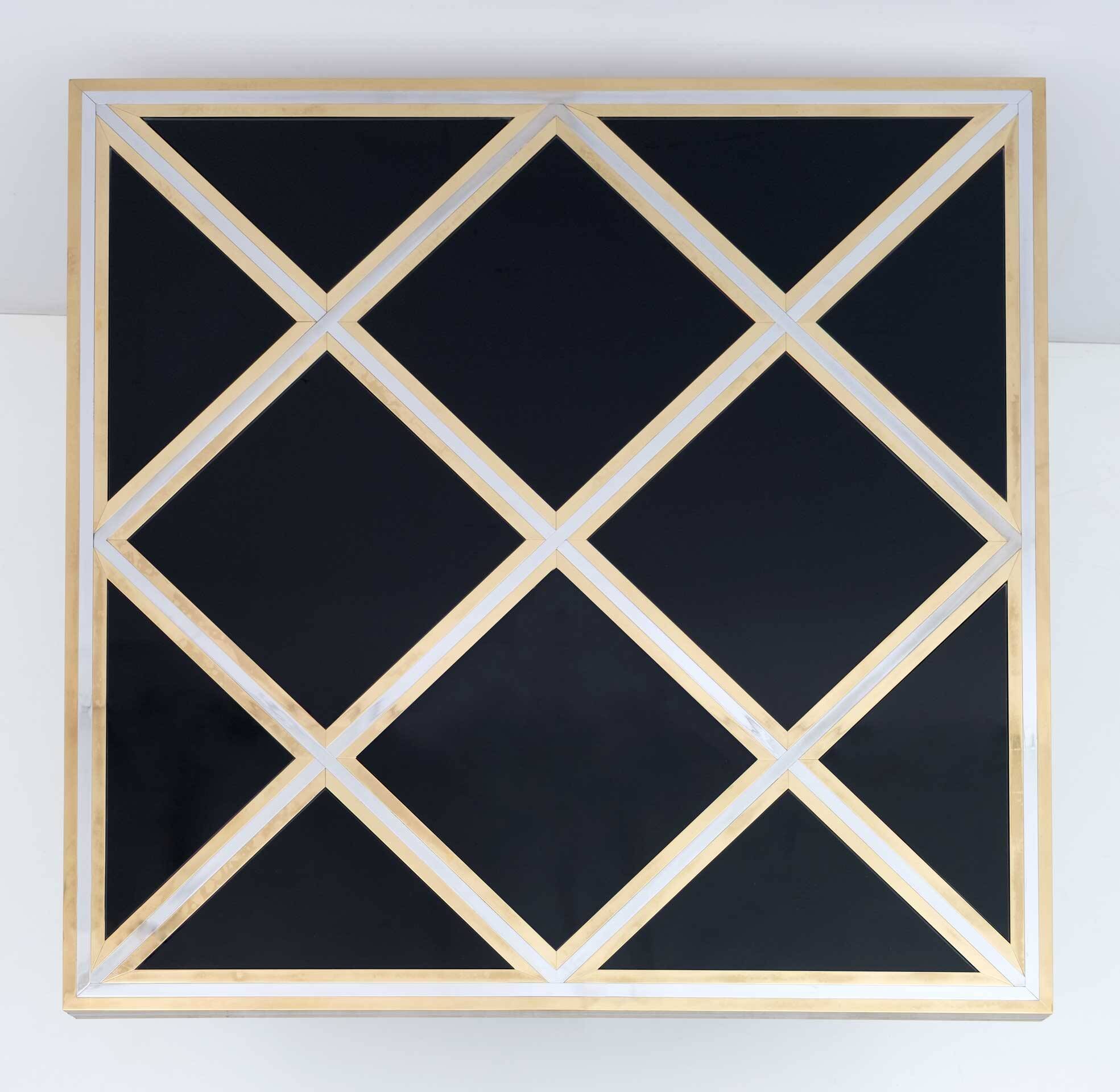 Romeo Rega Mid-century Modern Italian Black Glass, Brass and Chrome Dining