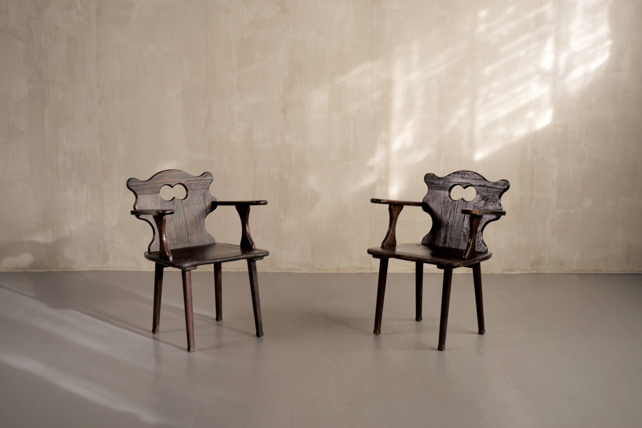 Pair of Savoyard armchairs, France 1950