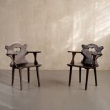 Pair of Savoyard armchairs, France 1950
