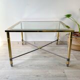 Vintage Brass and Square Beveled Glass Coffee Table