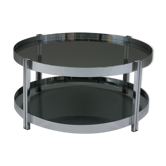 Table basse ronde en métal chromé et plateaux en verre fumé, France 1970s