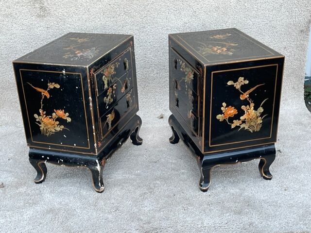 Pair of Chinese bedside tables