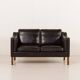 Danish black aniline leather sofa by Hurup, 1980s