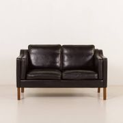 Danish black aniline leather sofa by Hurup, 1980s