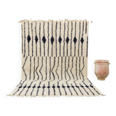 Large Beni Ouarain rug 310×210 cm – Ivory & dark purple, GO-937