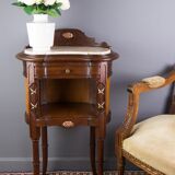 Louis XVI style walnut and marble cabinet