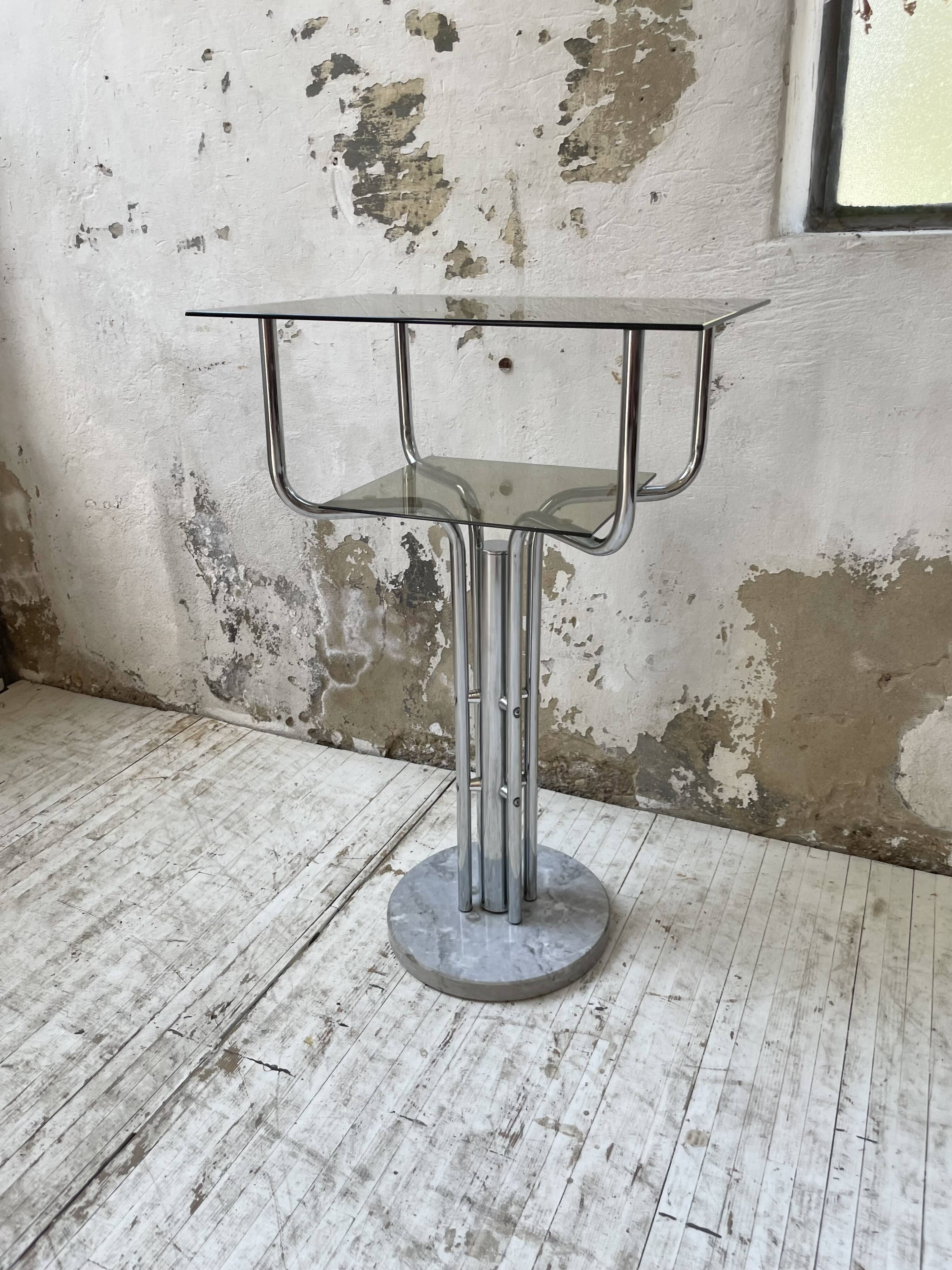80s glass and marble console