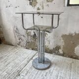 80s glass and marble console