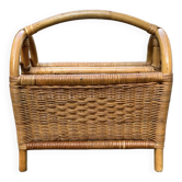 Vintage wicker and bamboo magazine rack