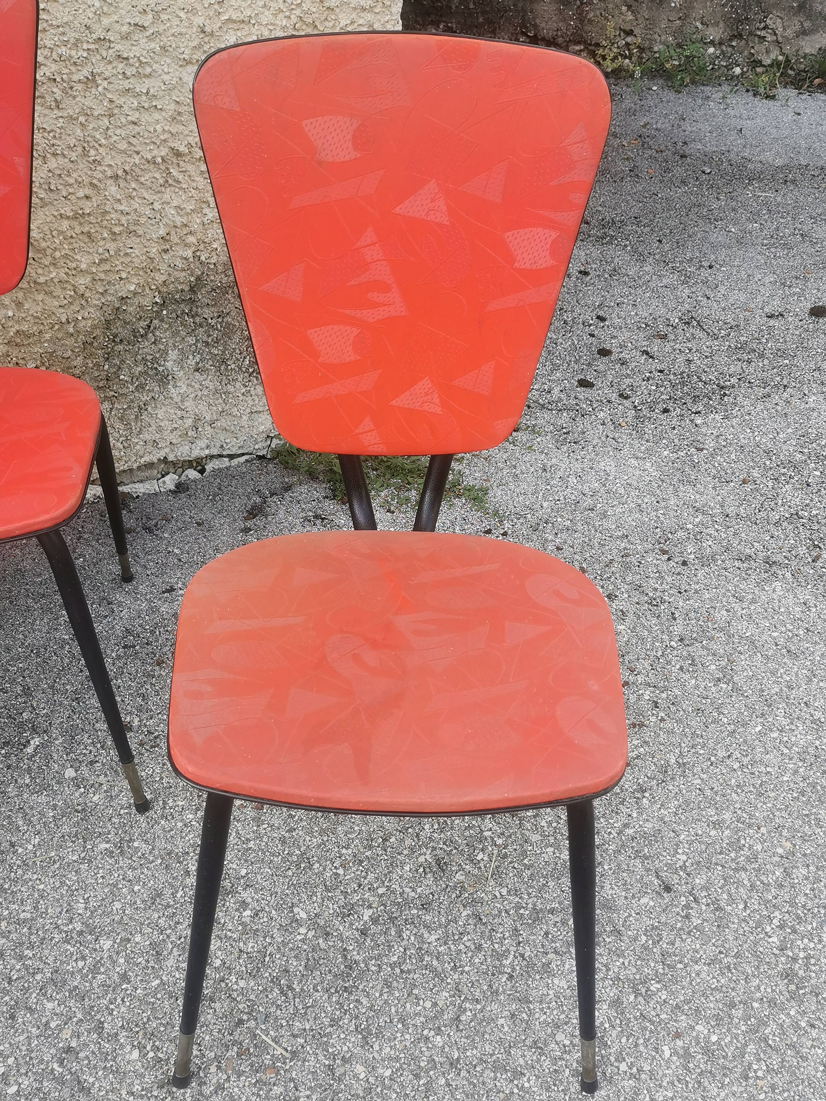 Set of 6 vintage "compass feet" chairs