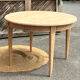 Round table with 2 extensions in raw solid wood - renovated antique table