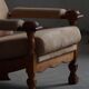 Mid-20th century, pair of armchairs by Henning Kjærnulf, oak and alcantara, 1960s.
