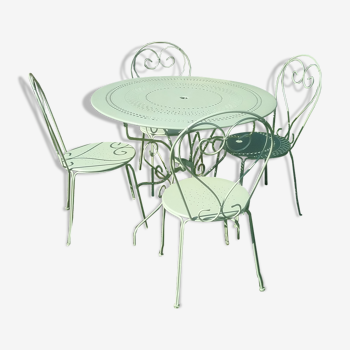 Green wrought iron garden furniture