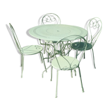 Green wrought iron garden furniture