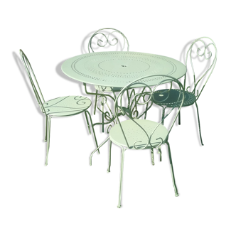 Green wrought iron garden furniture