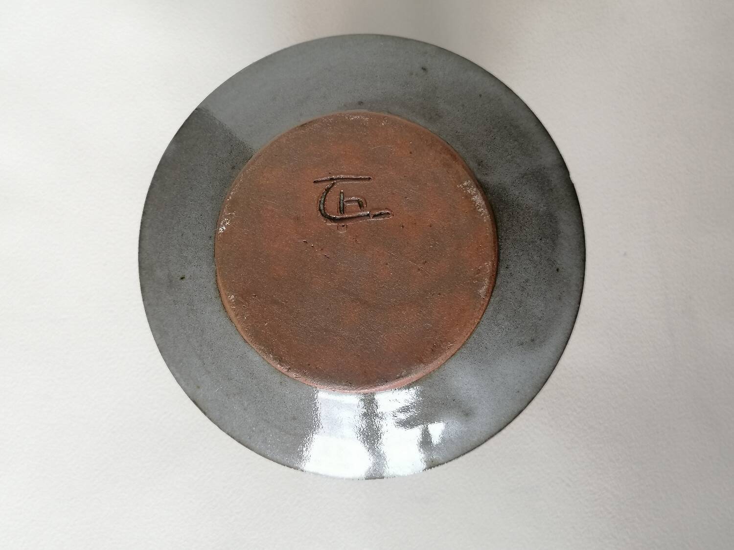 Candlestick signed Thierry and Chantal Robert in enamelled Loir sandstone