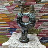 Tamegroute ceramic sculpture with central hole - Unique handmade Tamegroute pot - Decoration m