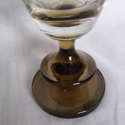 Cut glass soliflore vase with a smoked glass base.