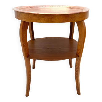 Art Deco Copper, Oak Side Table 1930s