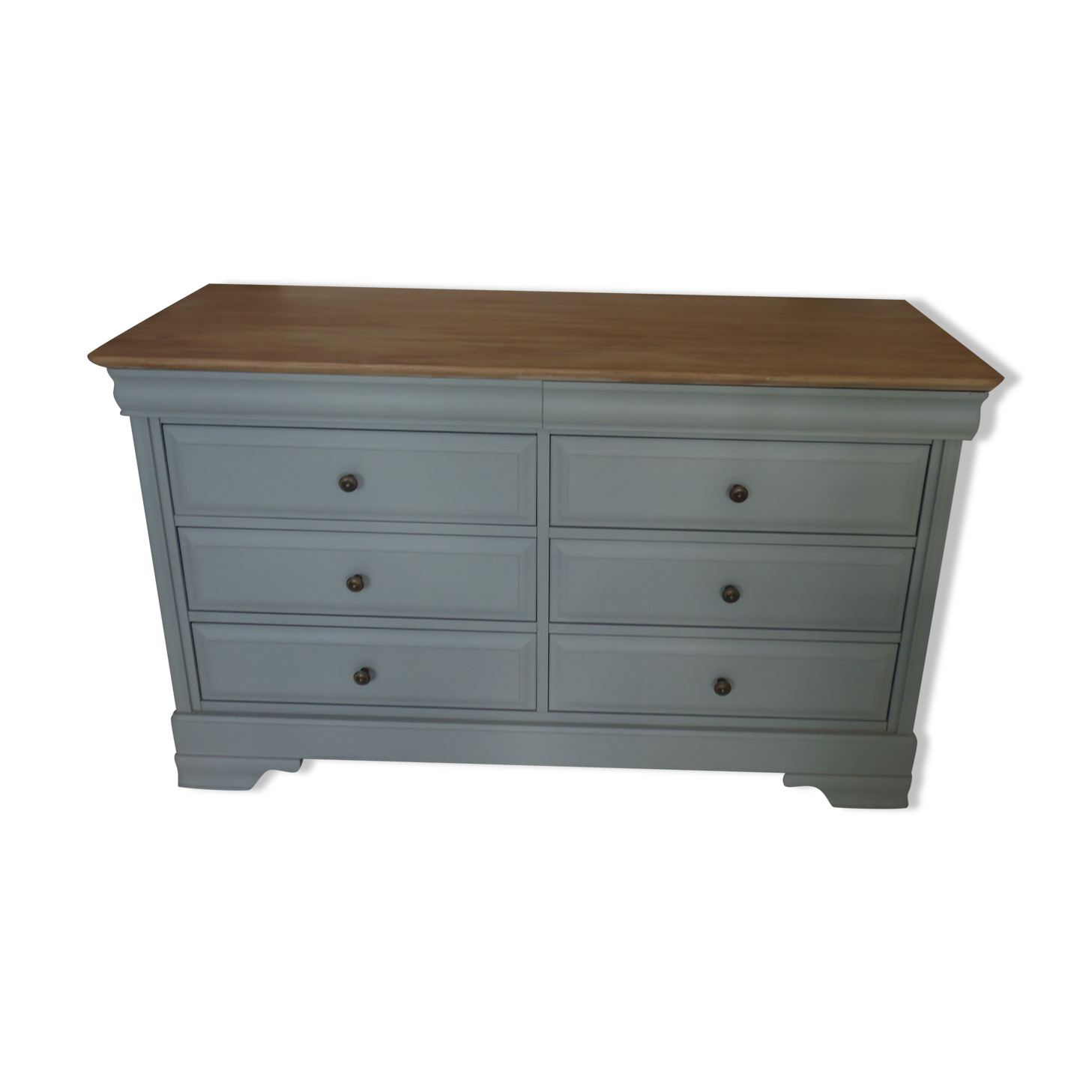 Louis Philippe style chest of drawers, 8 drawers green of gray