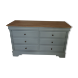 Louis Philippe style chest of drawers, 8 drawers green of gray