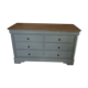 Commode style Louis Philippe, 8 tiroirs vert de gris