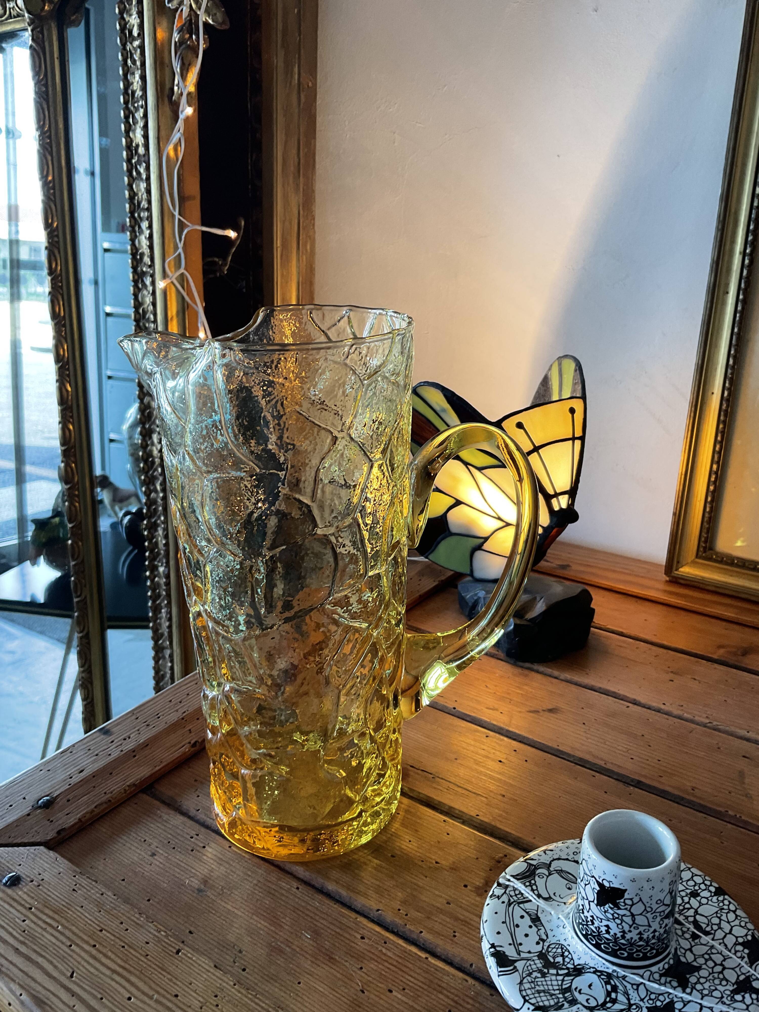 Carafe vintage verre jaune