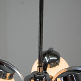 Lustre art déco en chrome et verre, années 1930