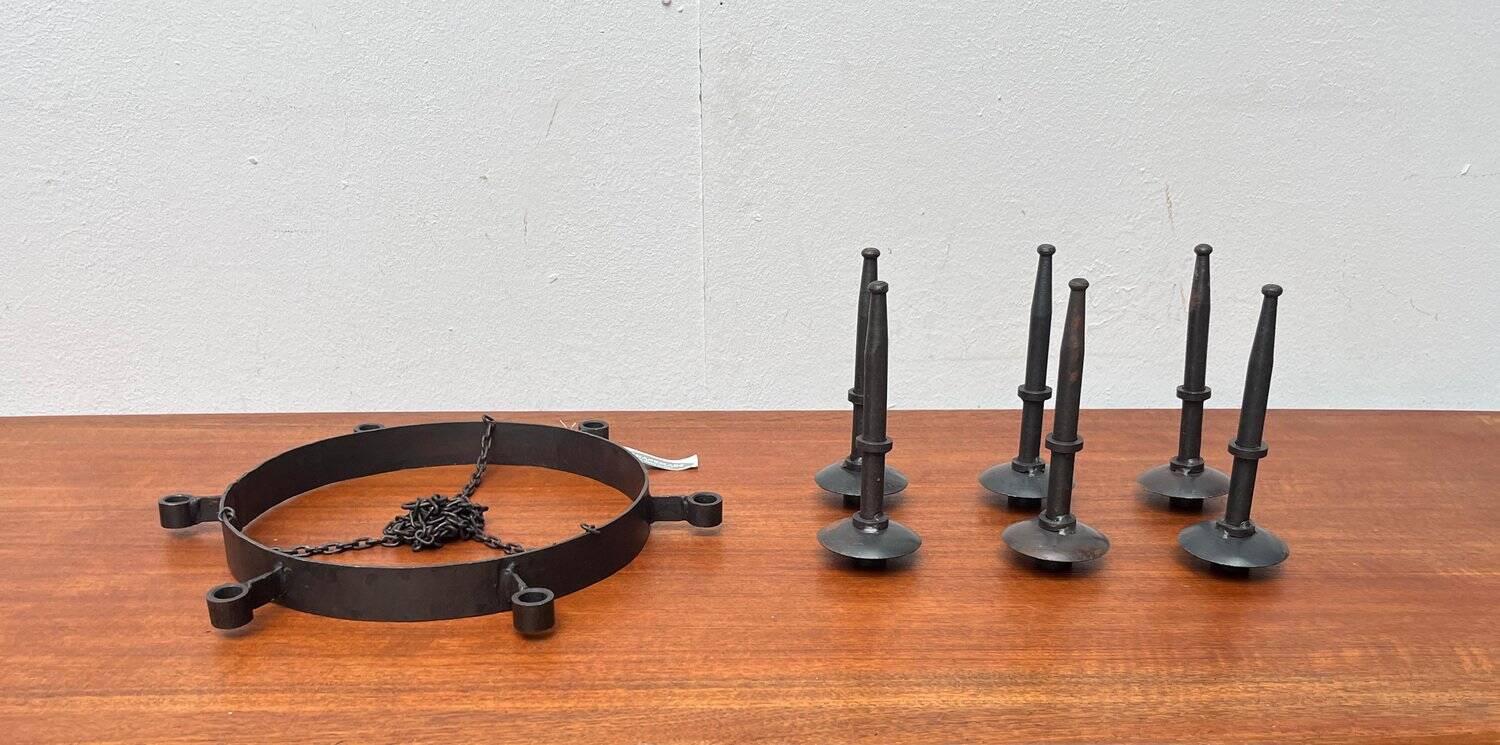 Vintage brutalist wrought iron candle holder by Boltze, 1970s.