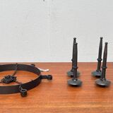 Vintage brutalist wrought iron candle holder by Boltze, 1970s.