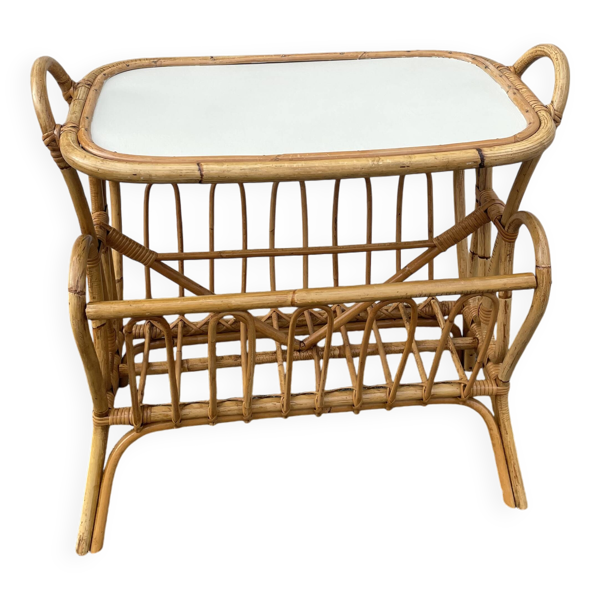 Table d'appoint en rotin 1970