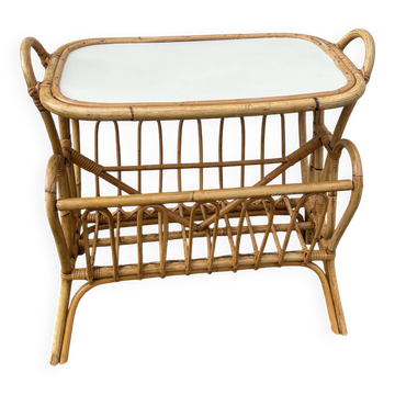 Table d'appoint en rotin 1970