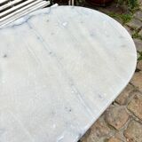 Oblong bistro table in grey marble and black cast iron
