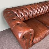 Chesterfield 3-seater calf leather sofa
