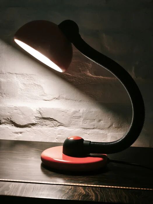 Klaus Hempel V3925/01 red desk lamp for Hustadt Leuchten, Germany 1970s