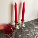 Pair of silver metal candlesticks