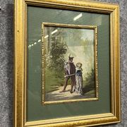 Pierre Guillermet: 19th century watercolor depicting an undergrowth scene animated with characters