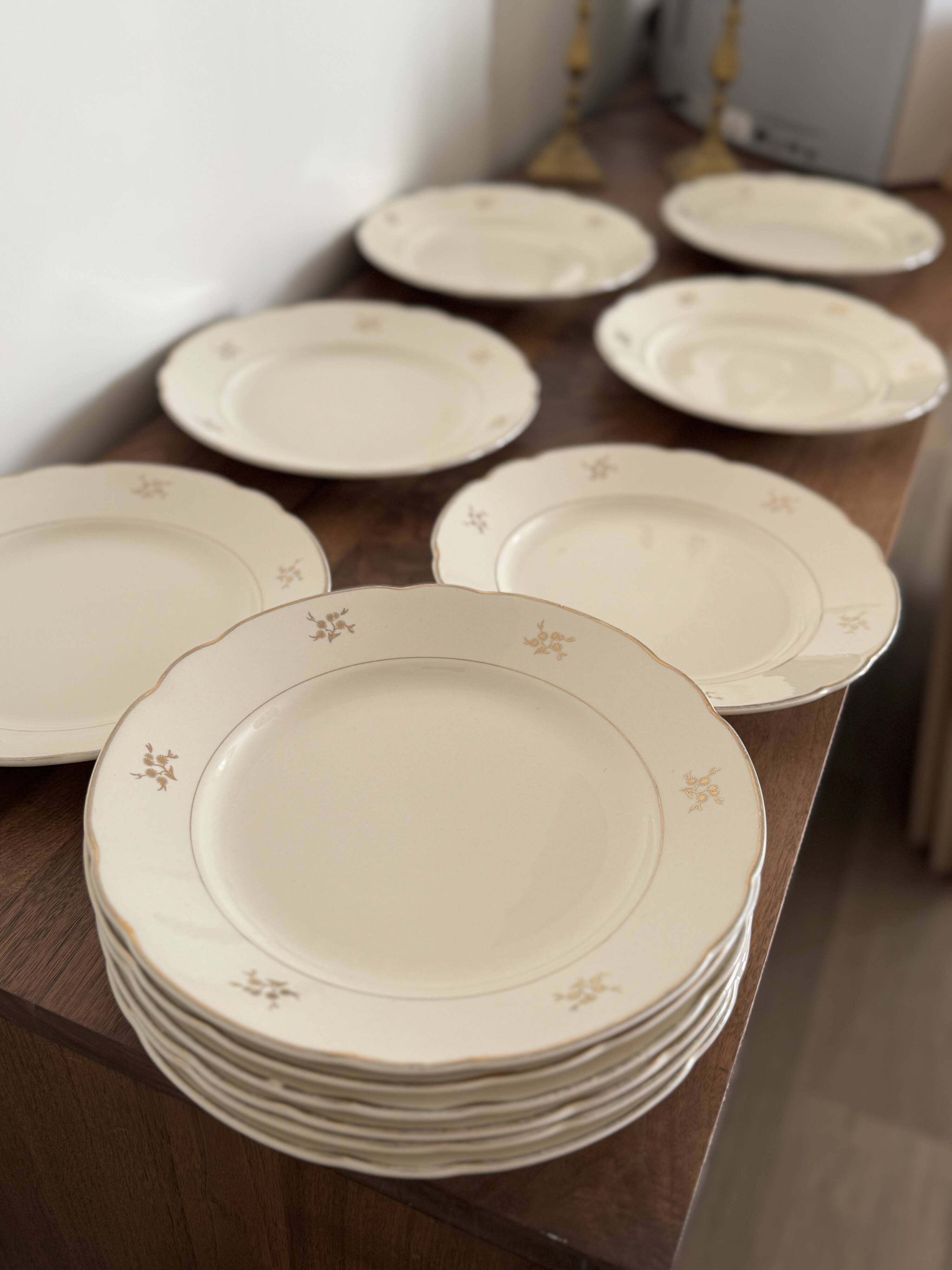 12 antique flat plates Villeroy & Boch Mettlach – porcelain