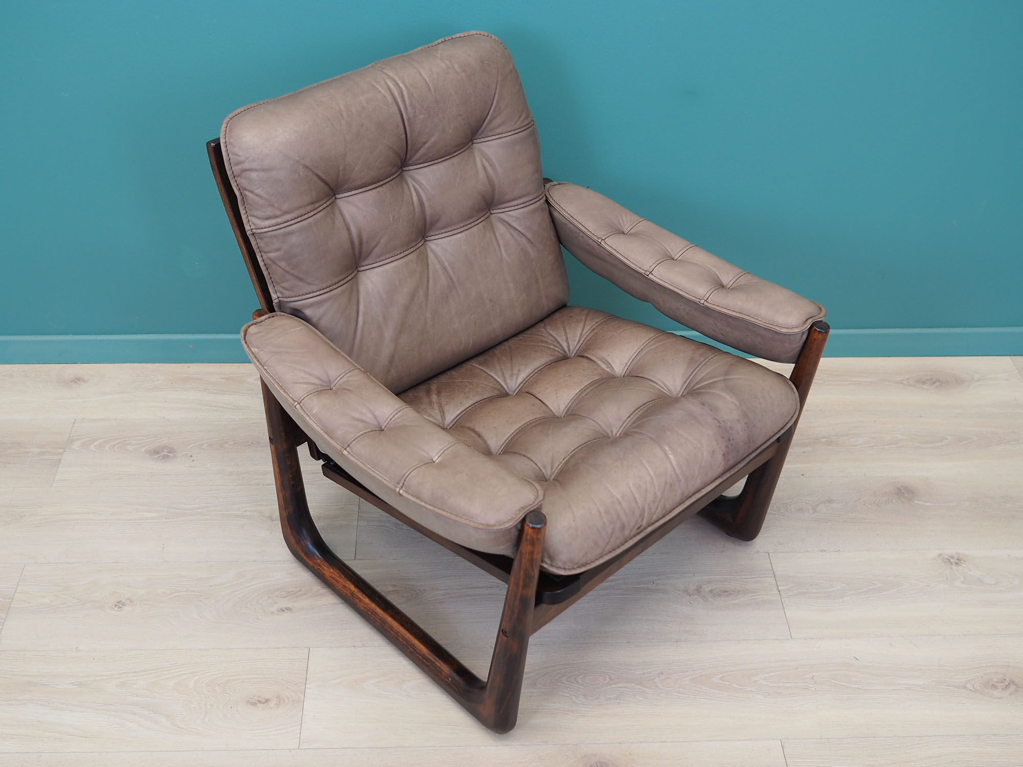 Leather armchair, Danish design, 1960s, manufactured by Genega Møbler