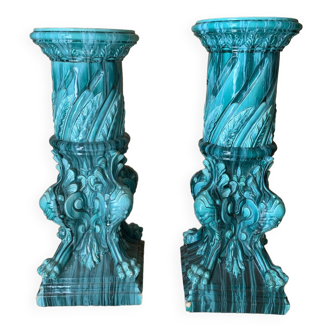 Massier Vallauris style earthenware columns