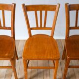 Ensemble de 3 chaises bistrot en bois 1950