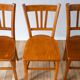 Ensemble de 3 chaises bistrot en bois 1950