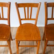 Set of 3 wooden bistro chairs 1950