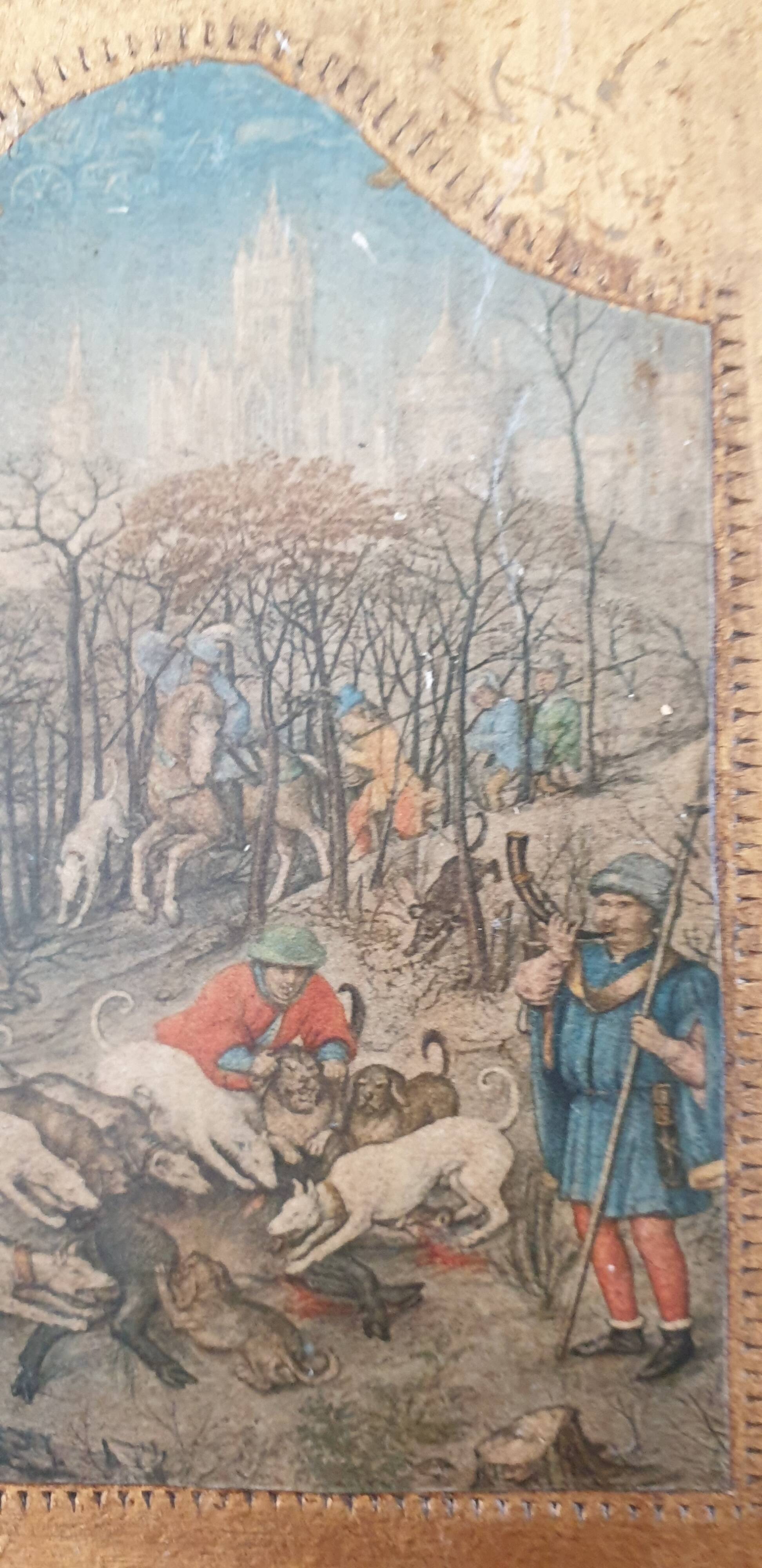 Tableau en bois scènes médiévales 1920/1930